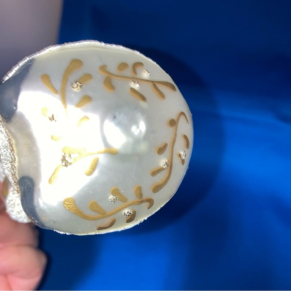 VTG Blown Glass SANTA Father Christmas Ornament CZECH REP St Nicholas gold White - Picture 7 of 11